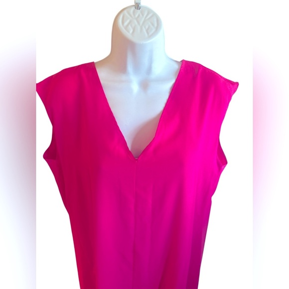Tacera Sleeveless V Neck Shift Dress Hot Pink Relaxed Fit Womens Size Medium - Picture 3 of 14